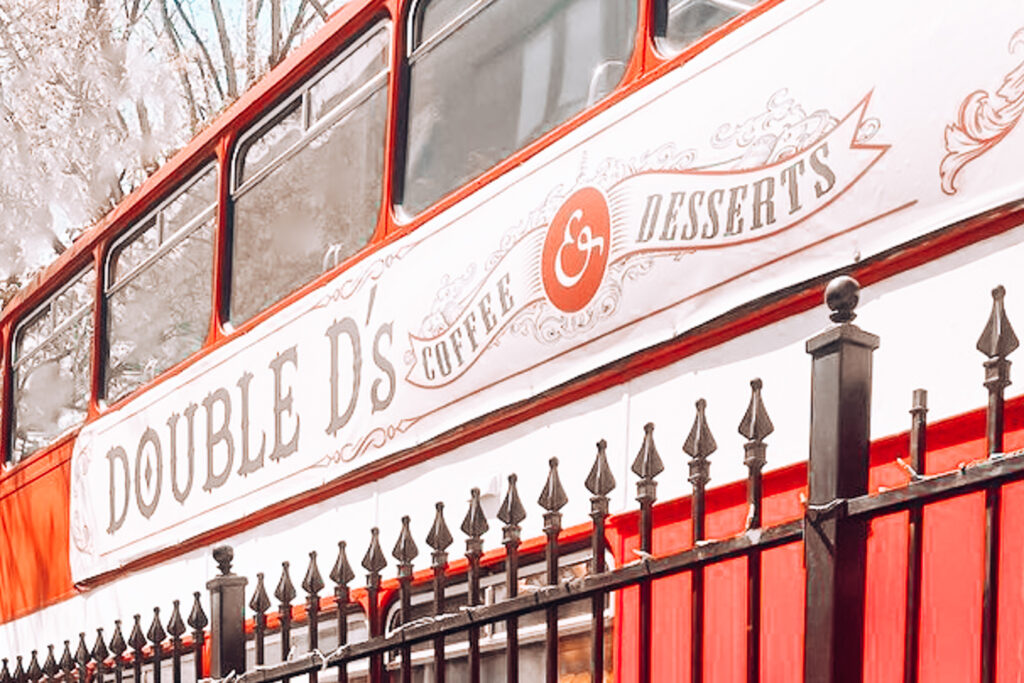 Outside of Double D's Coffee & Desserts, one of the best coffee shops in Asheville