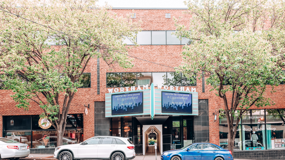Exterior of the Wortham Center for the Performing Arts, one of the best theaters in Asheville, NC