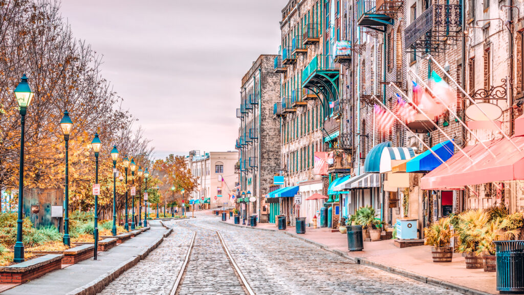 Street in Savannah, one of the best weekend trips from Fayetteville, NC