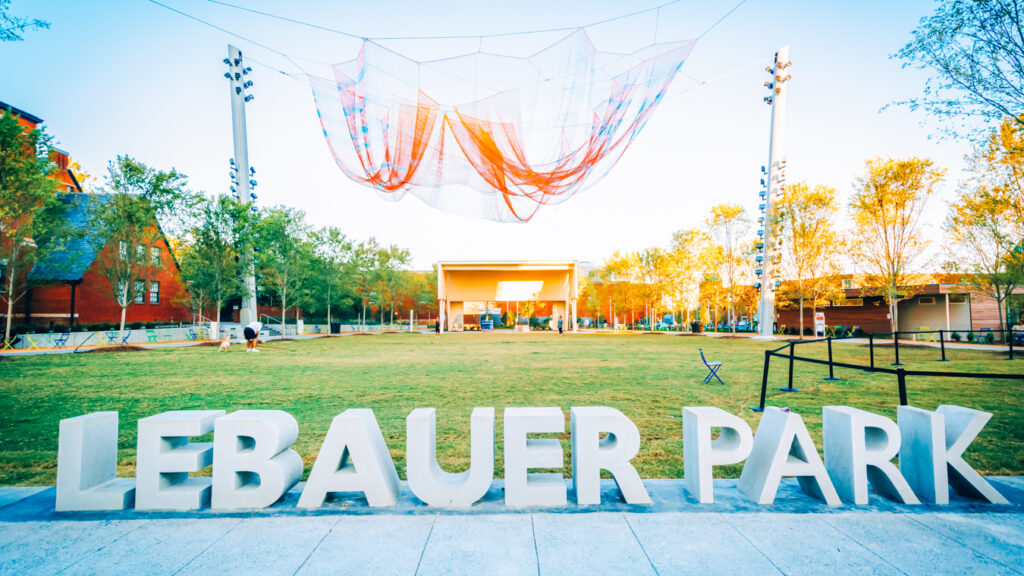 Lebauer Park, a park where you can attend live music events, which is a one of the best date ideas in Greensboro, NC
