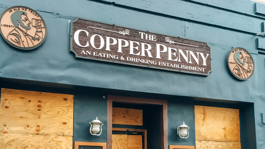 Outside of The Copper Penny, one of the best restaurants in Wilmington, NC