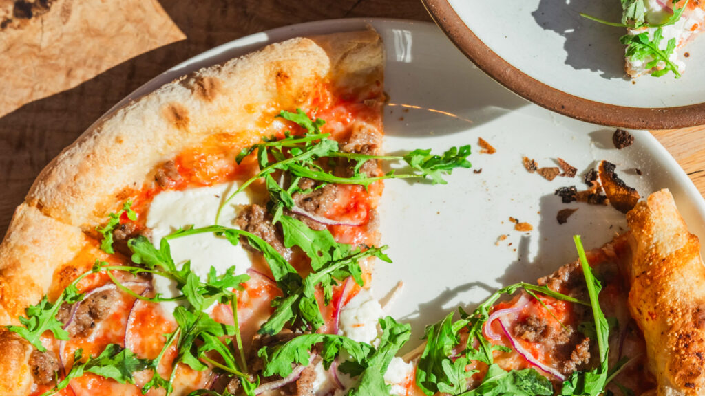 Salsiccia pizza at The Jimmy, one of the best lunch spots in Charlotte, NC